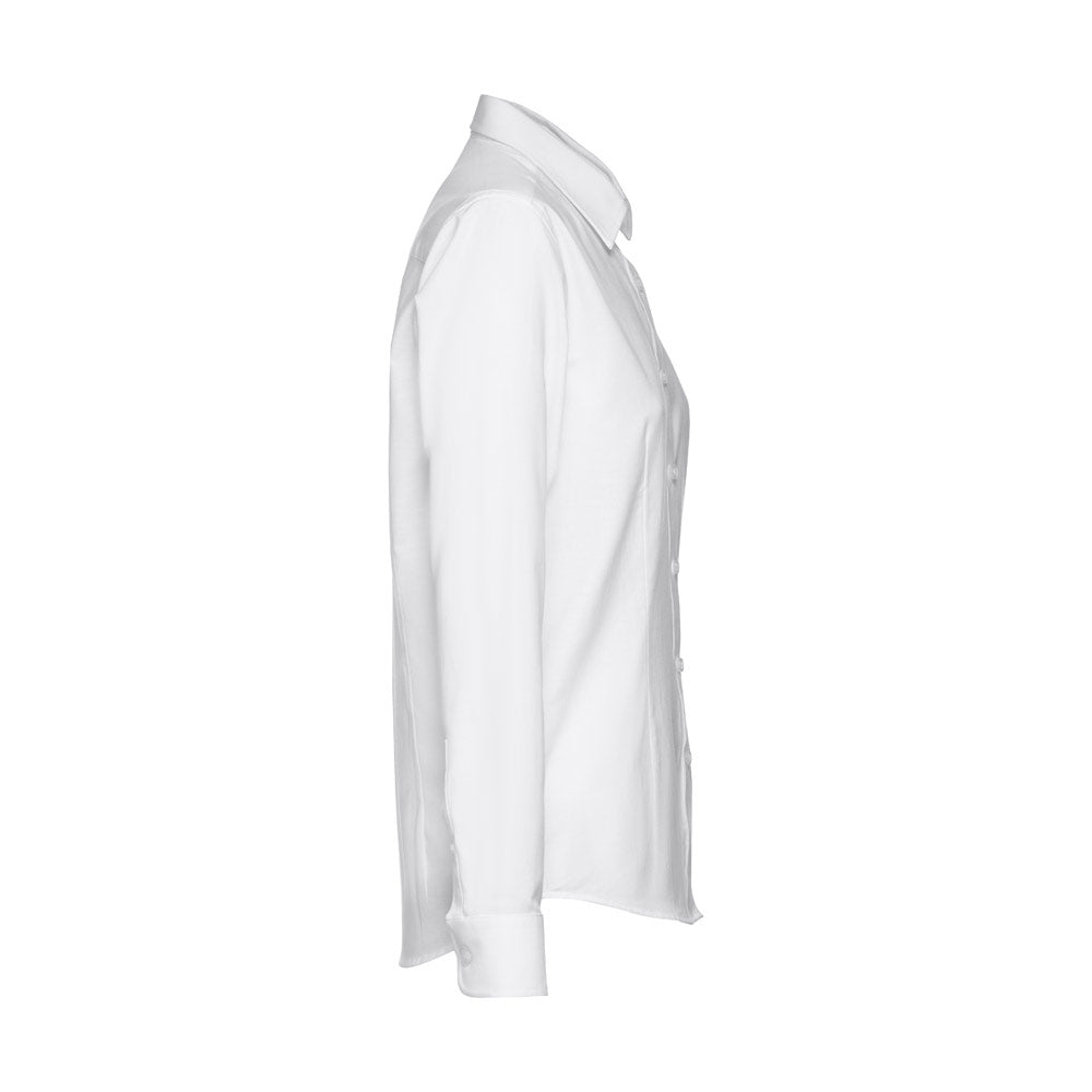 Thc Tokyo Women Wh. Women's Long-Sleeved Oxford Shirt With Pearl Coloured Buttons. White