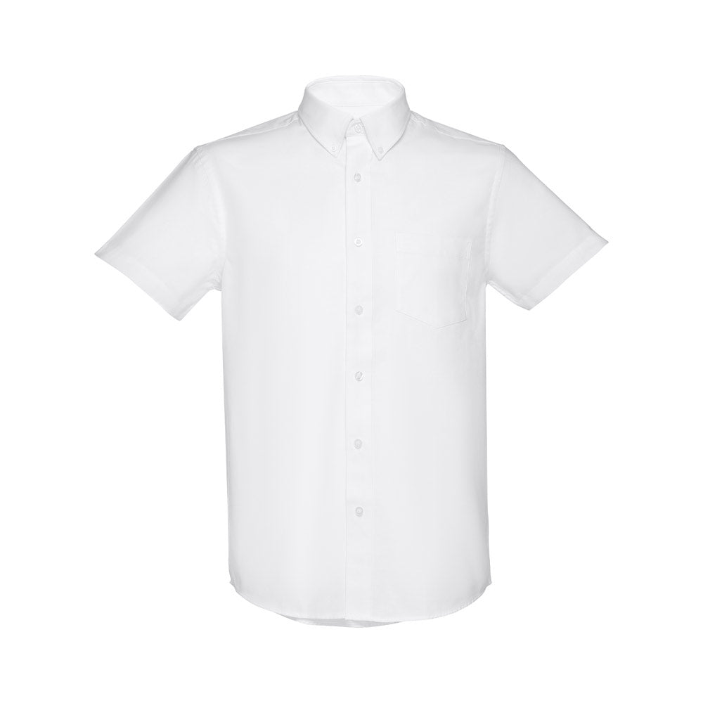 Thc London Wh. Men's Short-Sleeved Oxford Shirt. White