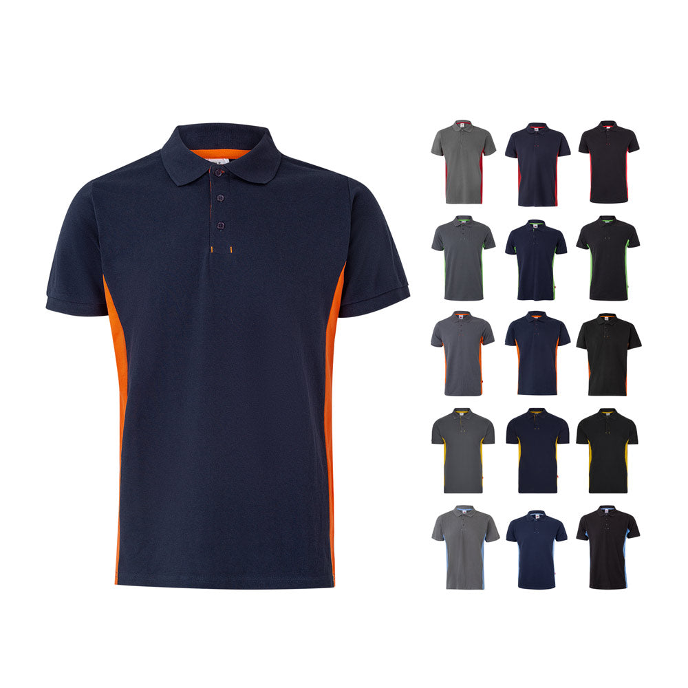 Vl Supay. Two-Tone Piqué Polo Shirt (180G/M²), Short Sleeve, In Cotton (60%) And Polyester (40%)