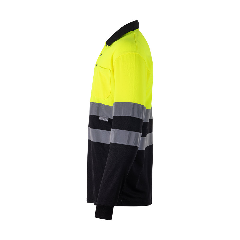 Vl Vulcan Large. Two-Tone Bird-Eye Polo Shirt (160G/M²) With Long Sleeves, In Polyester (100%)