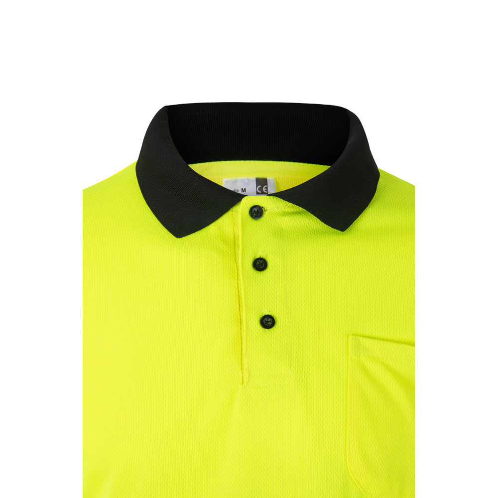 Vl Vulcan Large. Two-Tone Bird-Eye Polo Shirt (160G/M²) With Long Sleeves, In Polyester (100%)