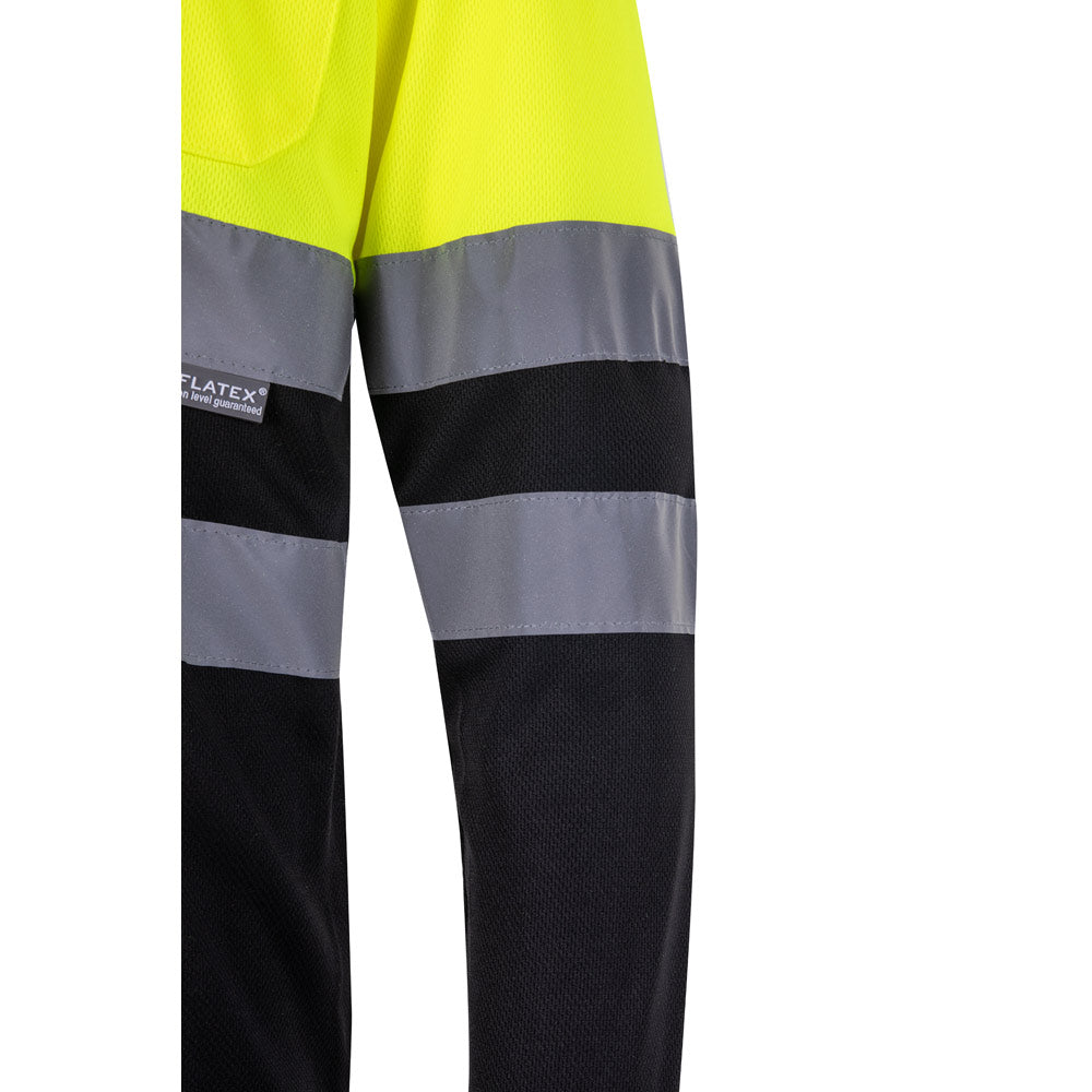 Vl Vulcan Large. Two-Tone Bird-Eye Polo Shirt (160G/M²) With Long Sleeves, In Polyester (100%)