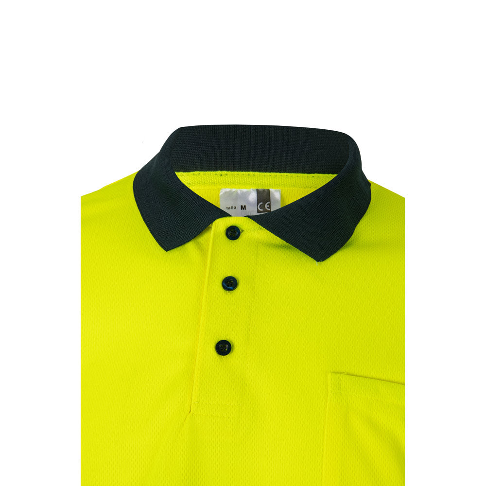 Vl Vulcan Large. Two-Tone Bird-Eye Polo Shirt (160G/M²) With Long Sleeves, In Polyester (100%)