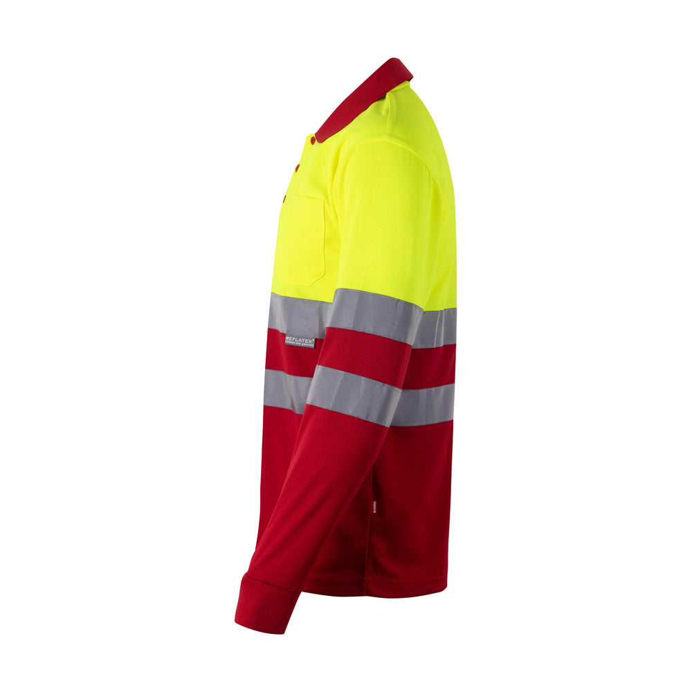 Vl Vulcan Large. Two-Tone Bird-Eye Polo Shirt (160G/M²) With Long Sleeves, In Polyester (100%)