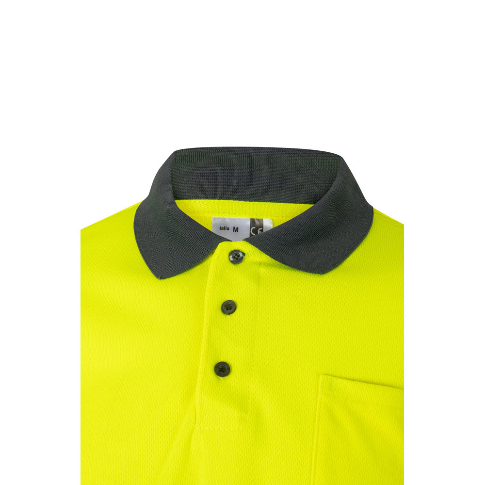 Vl Vulcan Large. Two-Tone Bird-Eye Polo Shirt (160G/M²) With Long Sleeves, In Polyester (100%)