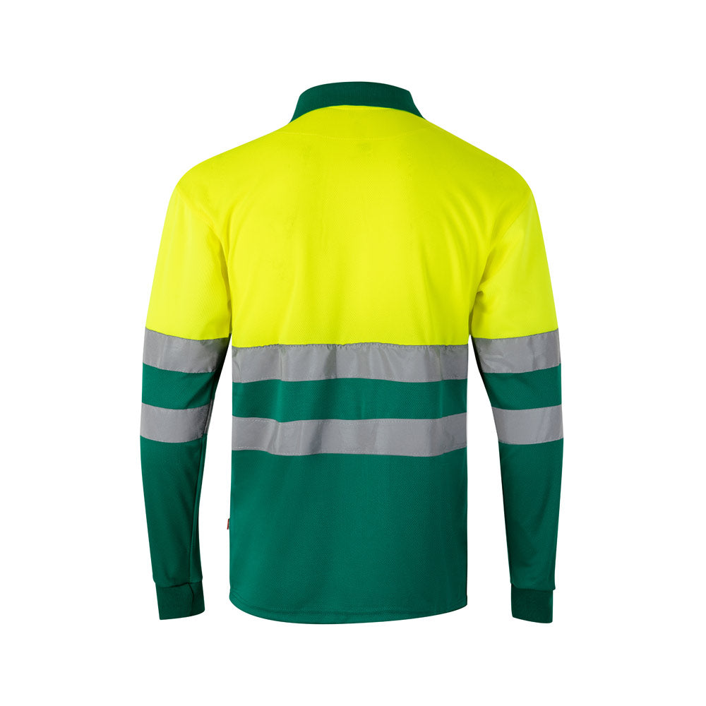 Vl Vulcan Large. Two-Tone Bird-Eye Polo Shirt (160G/M²) With Long Sleeves, In Polyester (100%)