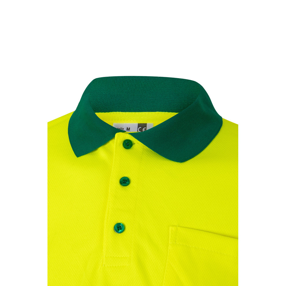 Vl Vulcan Large. Two-Tone Bird-Eye Polo Shirt (160G/M²) With Long Sleeves, In Polyester (100%)