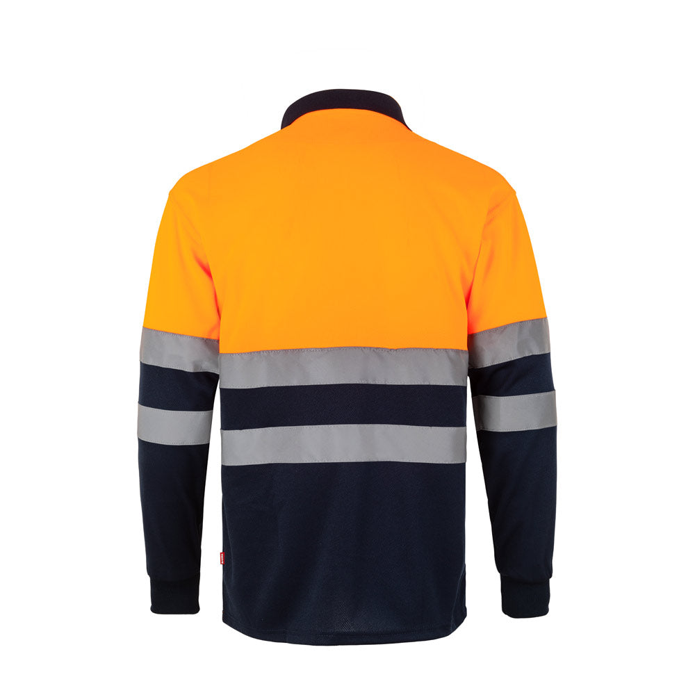 Vl Vulcan Large. Two-Tone Bird-Eye Polo Shirt (160G/M²) With Long Sleeves, In Polyester (100%)