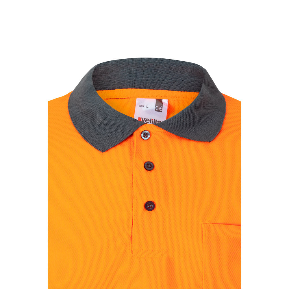 Vl Vulcan Large. Two-Tone Bird-Eye Polo Shirt (160G/M²) With Long Sleeves, In Polyester (100%)