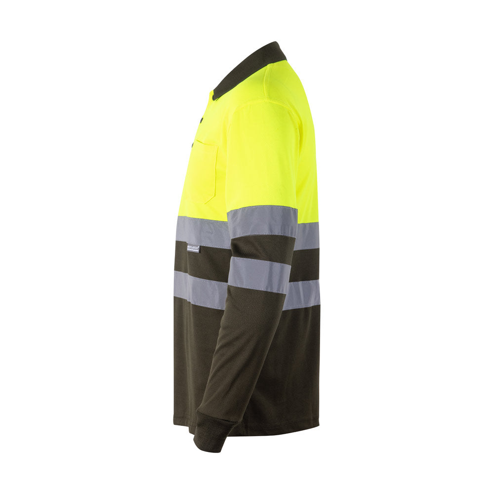 Vl Vulcan Large. Two-Tone Bird-Eye Polo Shirt (160G/M²) With Long Sleeves, In Polyester (100%)