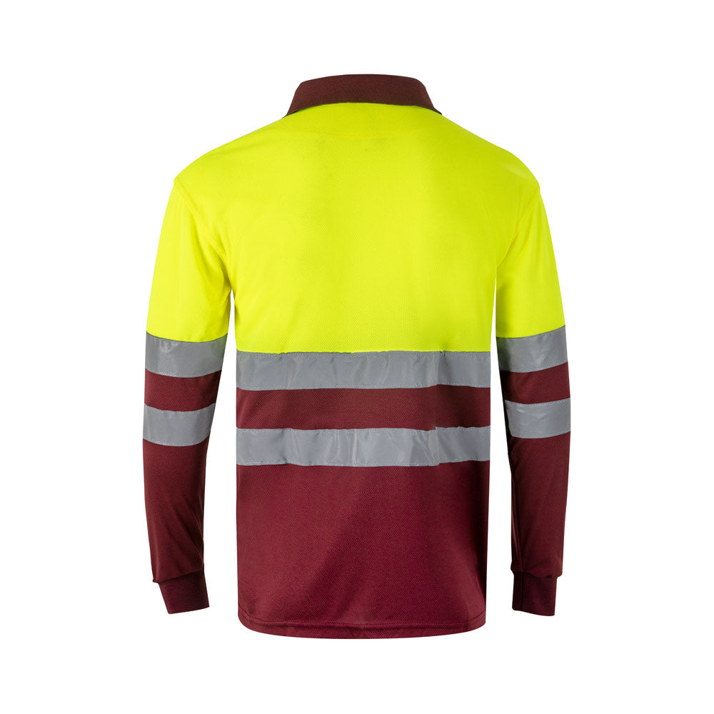 Vl Vulcan Large. Two-Tone Bird-Eye Polo Shirt (160G/M²) With Long Sleeves, In Polyester (100%)