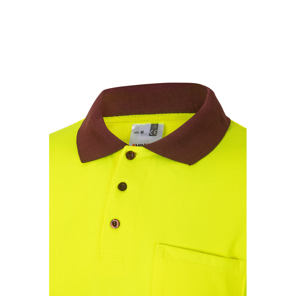 Vl Vulcan Large. Two-Tone Bird-Eye Polo Shirt (160G/M²) With Long Sleeves, In Polyester (100%)