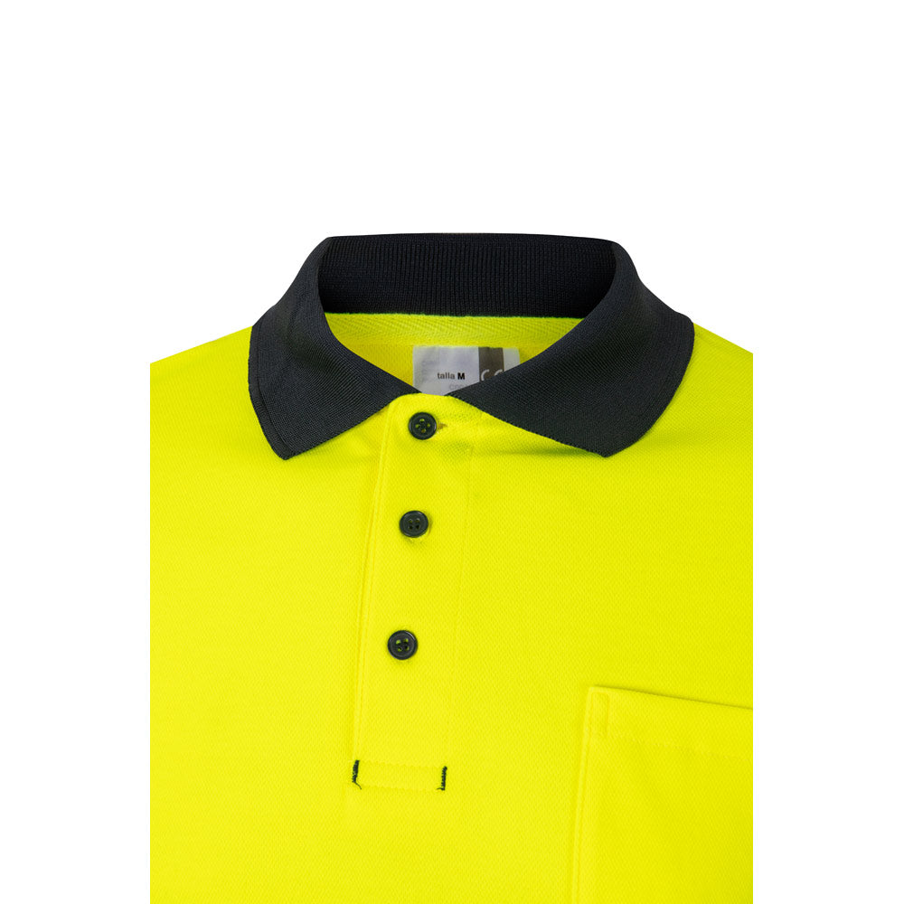 Vl Pluto Large. Two-Tone Piqué Polo Shirt (150G/M²) With Long Sleeves, In Cotton (55%) And Polyester (45%)