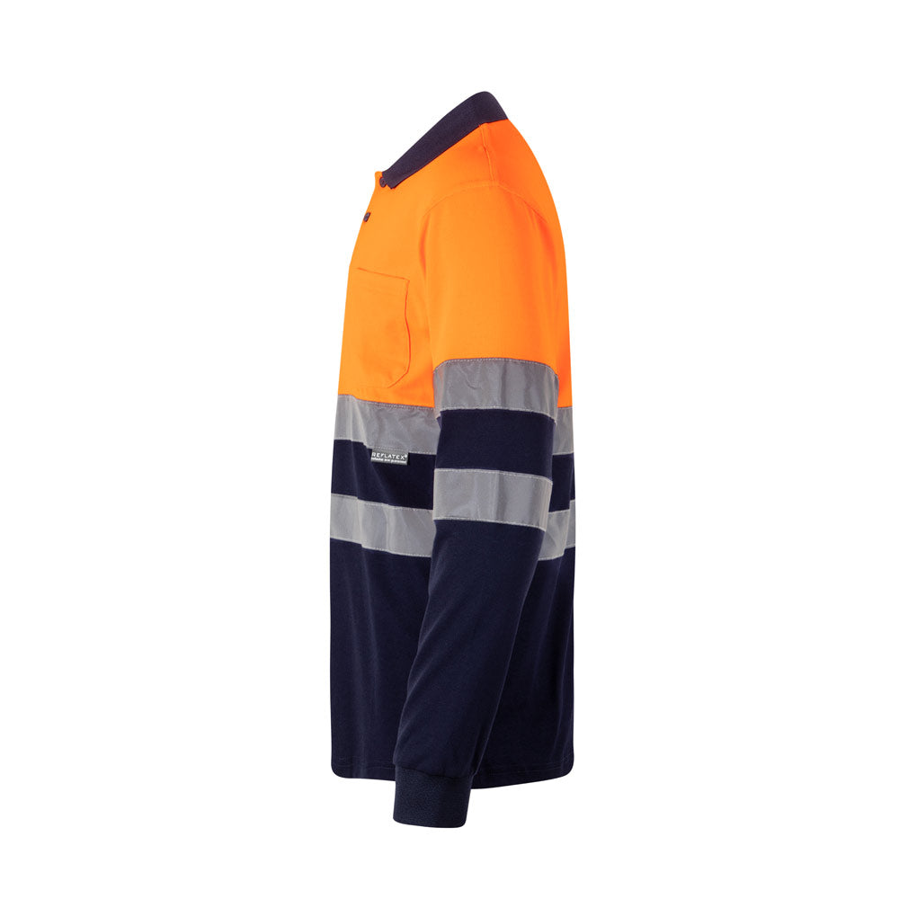 Vl Pluto Large. Two-Tone Piqué Polo Shirt (150G/M²) With Long Sleeves, In Cotton (55%) And Polyester (45%)