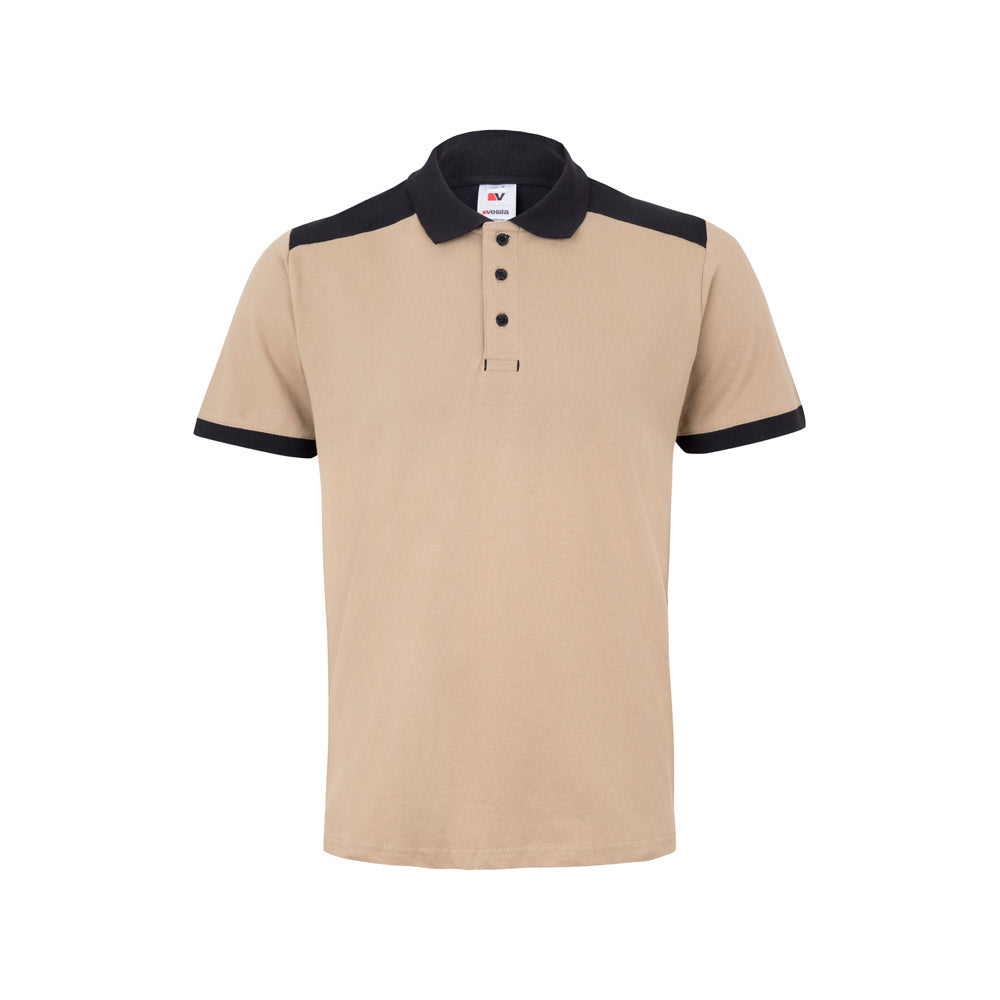 Vl Veles. Two-Tone Stretch Piqué Polo Shirt (200G/M²) With Short Sleeves, In Polyester (96%) And Elastane (4%)