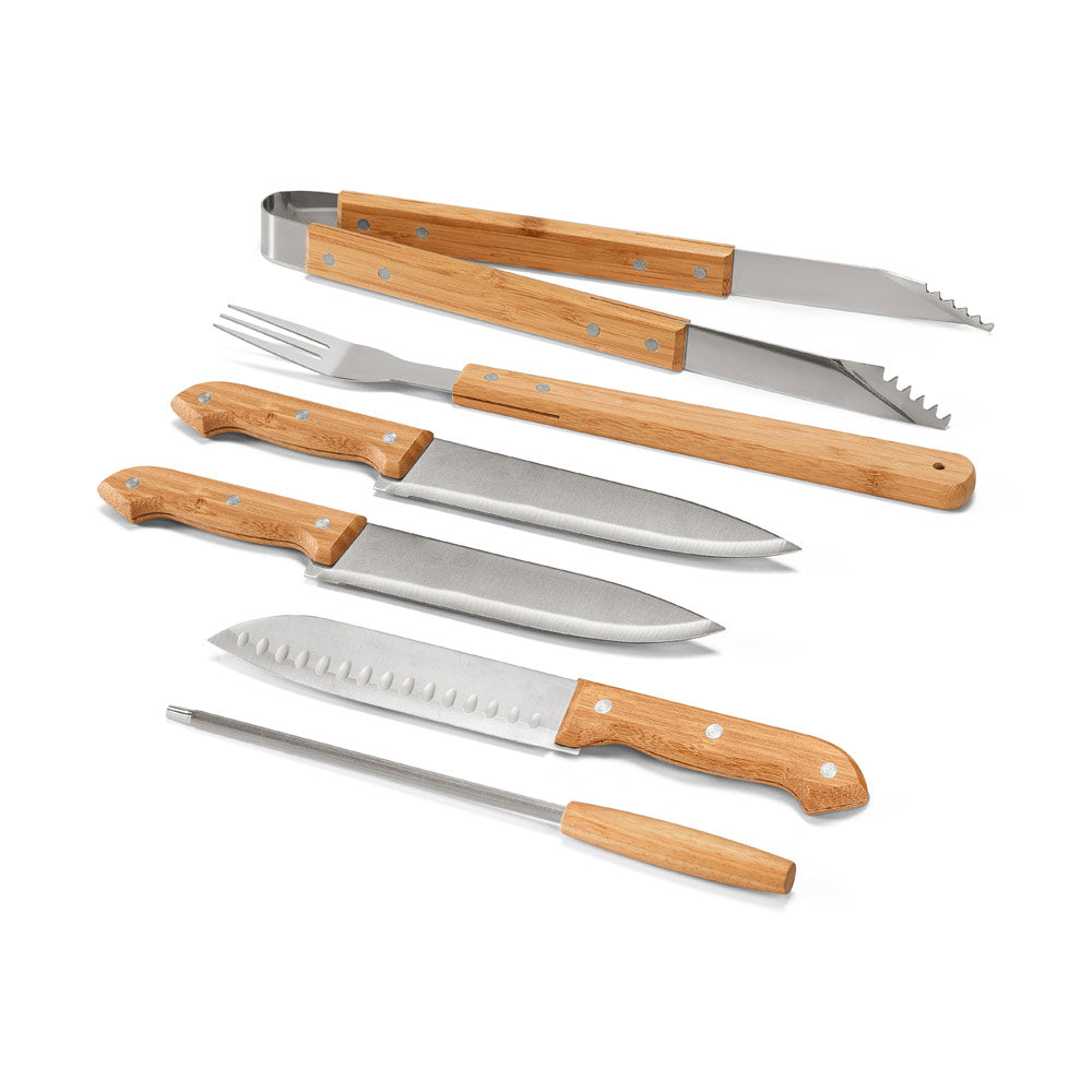 Kabsa. Set Of Barbecue Utensils In Bamboo Box