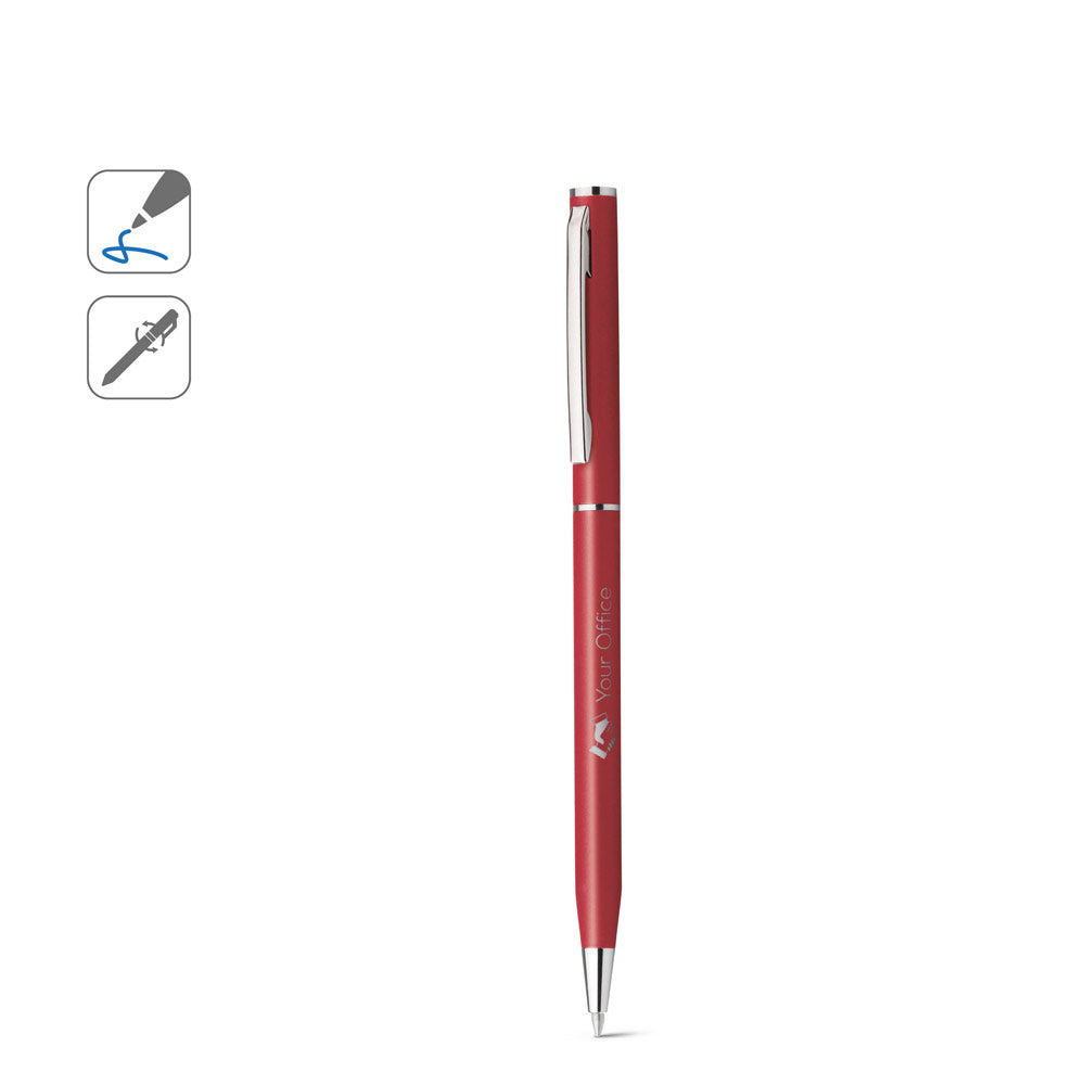 Lesley Metallic. Aluminium Ball Pen With Clip And Twist Mechanism