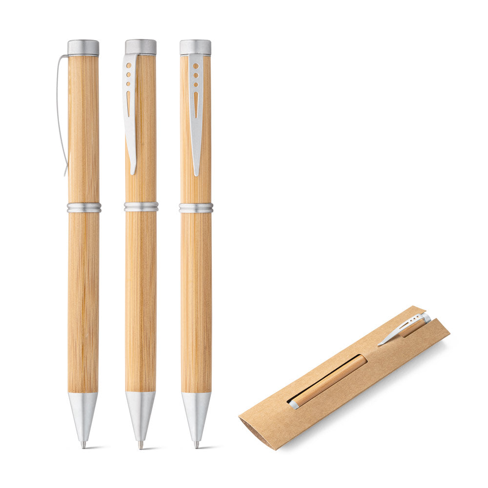 Lake. Bamboo Ball Pen With Twist Mechanism And Metal Clip
