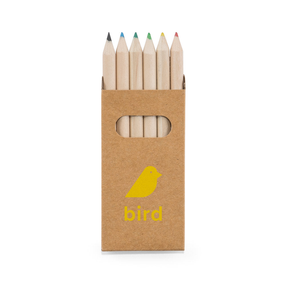 Bird. Pencil Box With 6 Coloured Pencils
