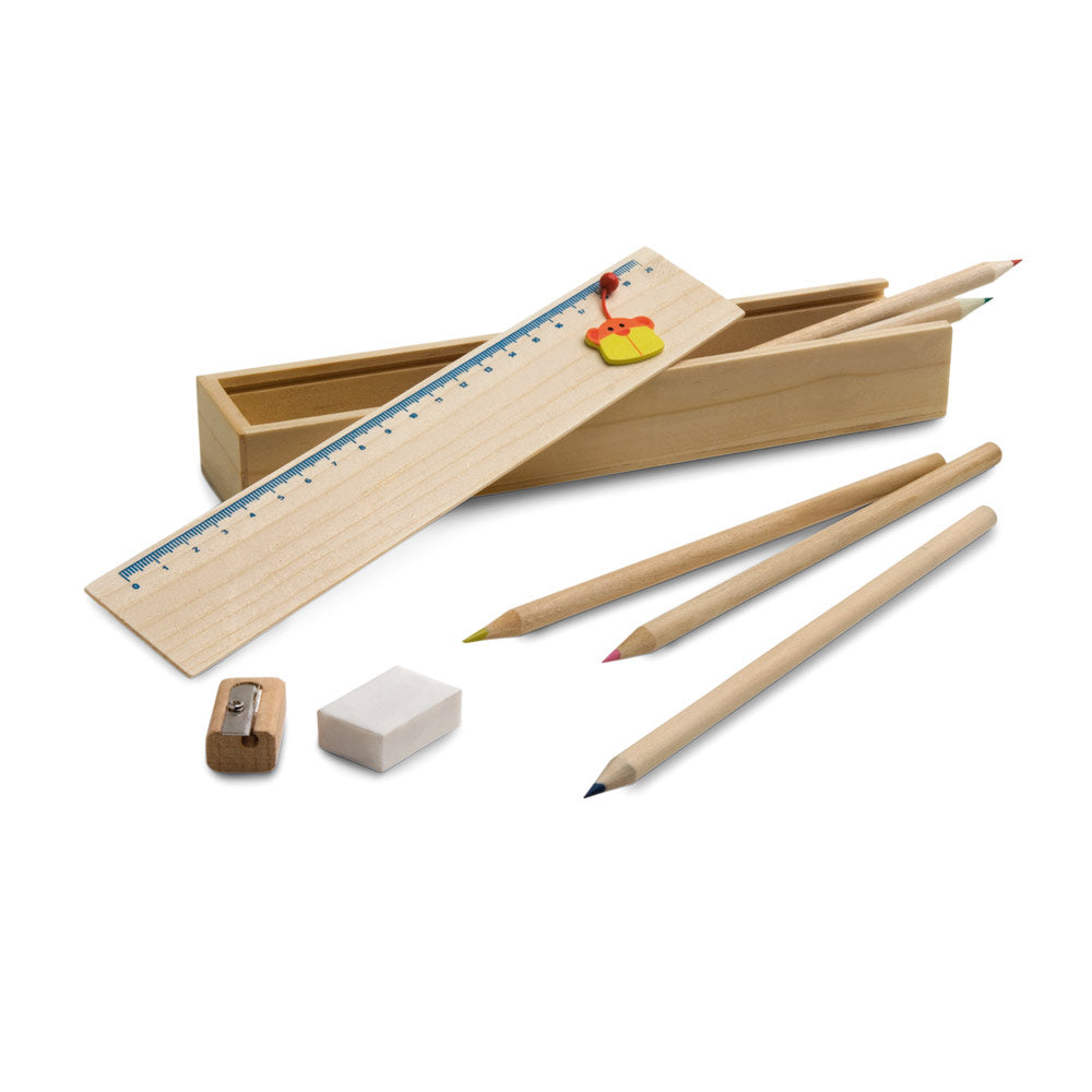 Doodle. Wooden Pencil Box Set With Ruler