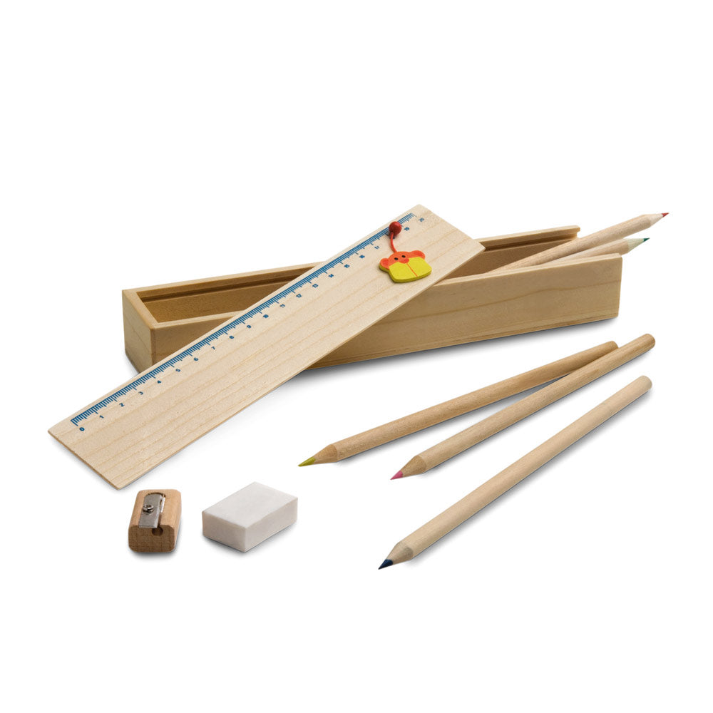 Doodle. Wooden Pencil Box Set With Ruler
