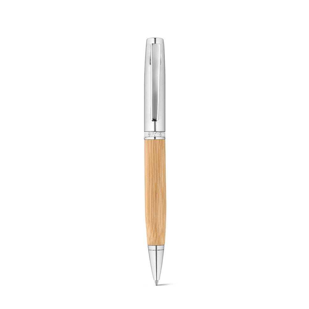 Fuji. Bamboo And Metal Ball Pen With Case