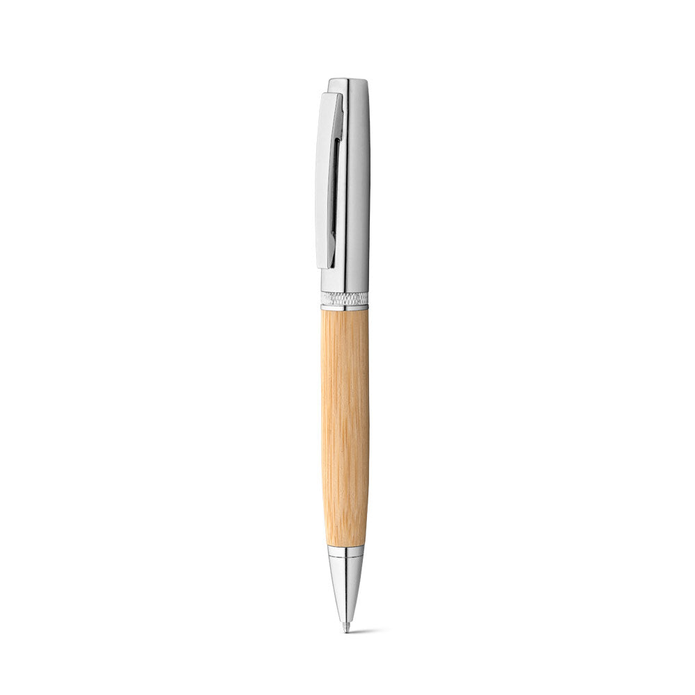 Fuji. Bamboo And Metal Ball Pen With Case