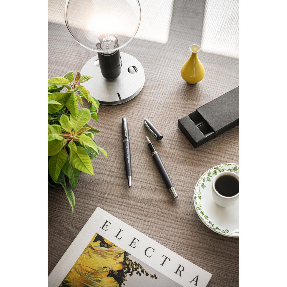 Re-Lando-Set. Roller And Ball Pen Set With Recycled Aluminium (100% Ral) Body