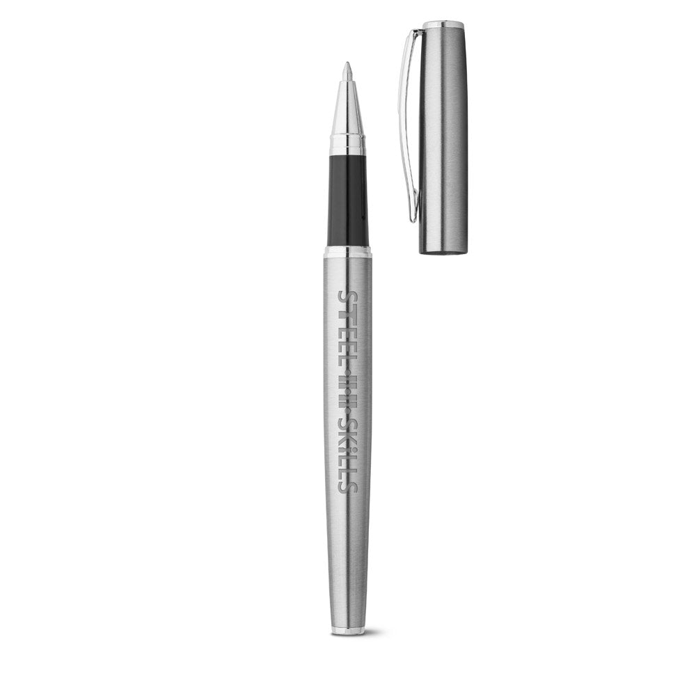 Ella. Roller And Ballpoint Pen Set With Stainless Steel Body (53% Rss) With Clip