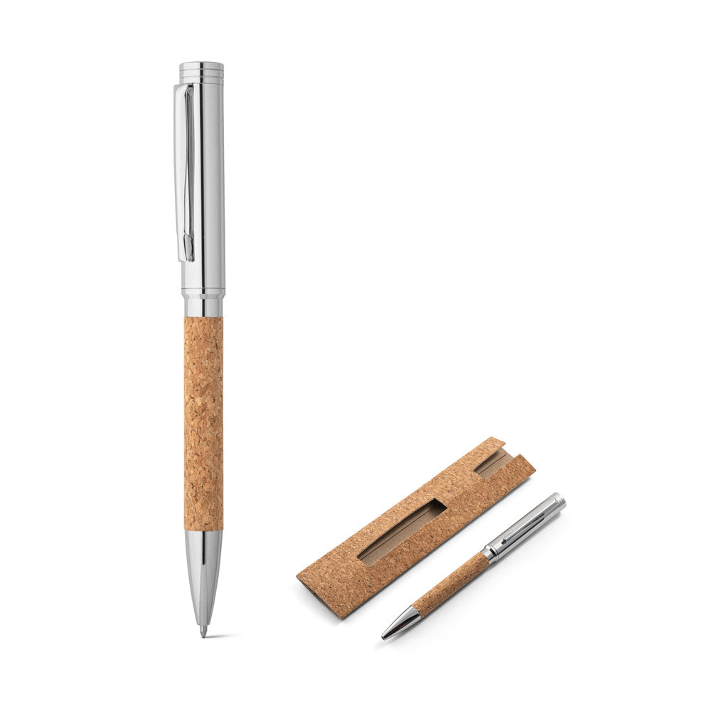 Corko. Cork And Metal Ballpoint Pen With Twist Mechanism