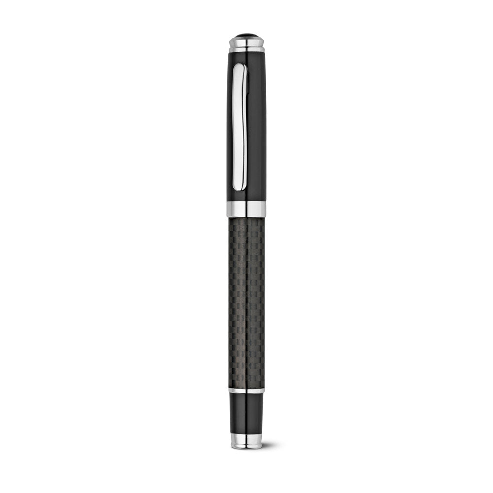 Chess. Roller Pen And Ball Pen Set In Metal And Carbon Fibre With Twist Mechanism