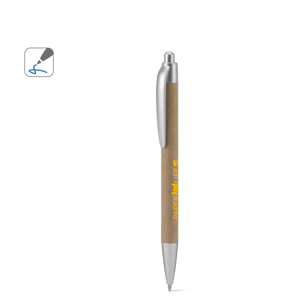 Kyra. Ballpoint Pen Made From 100% Recycled Paper And Details In Recycled Abs (100% Rabs)