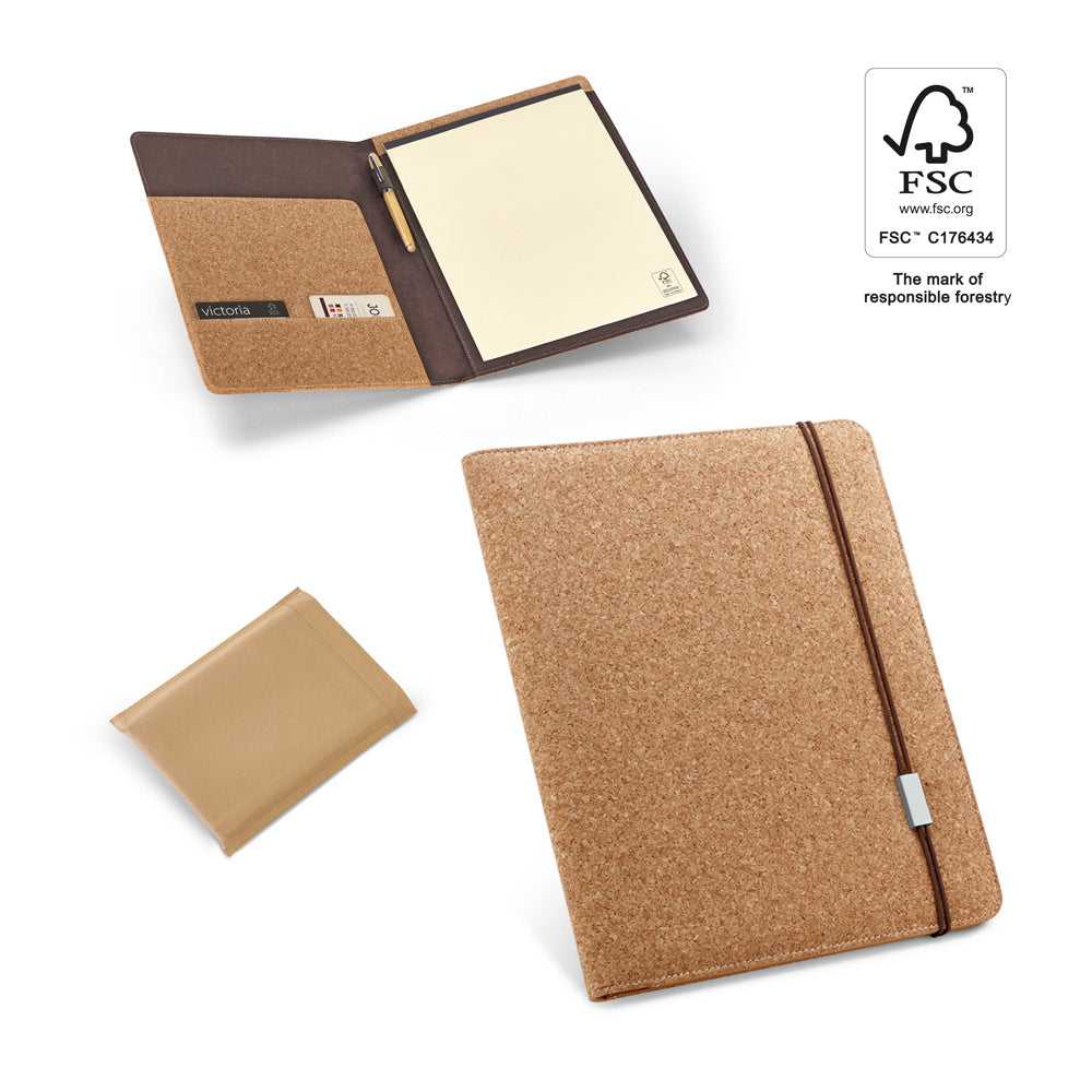 Serpa. A4 Cork Folder With A Block Of Plain Pages