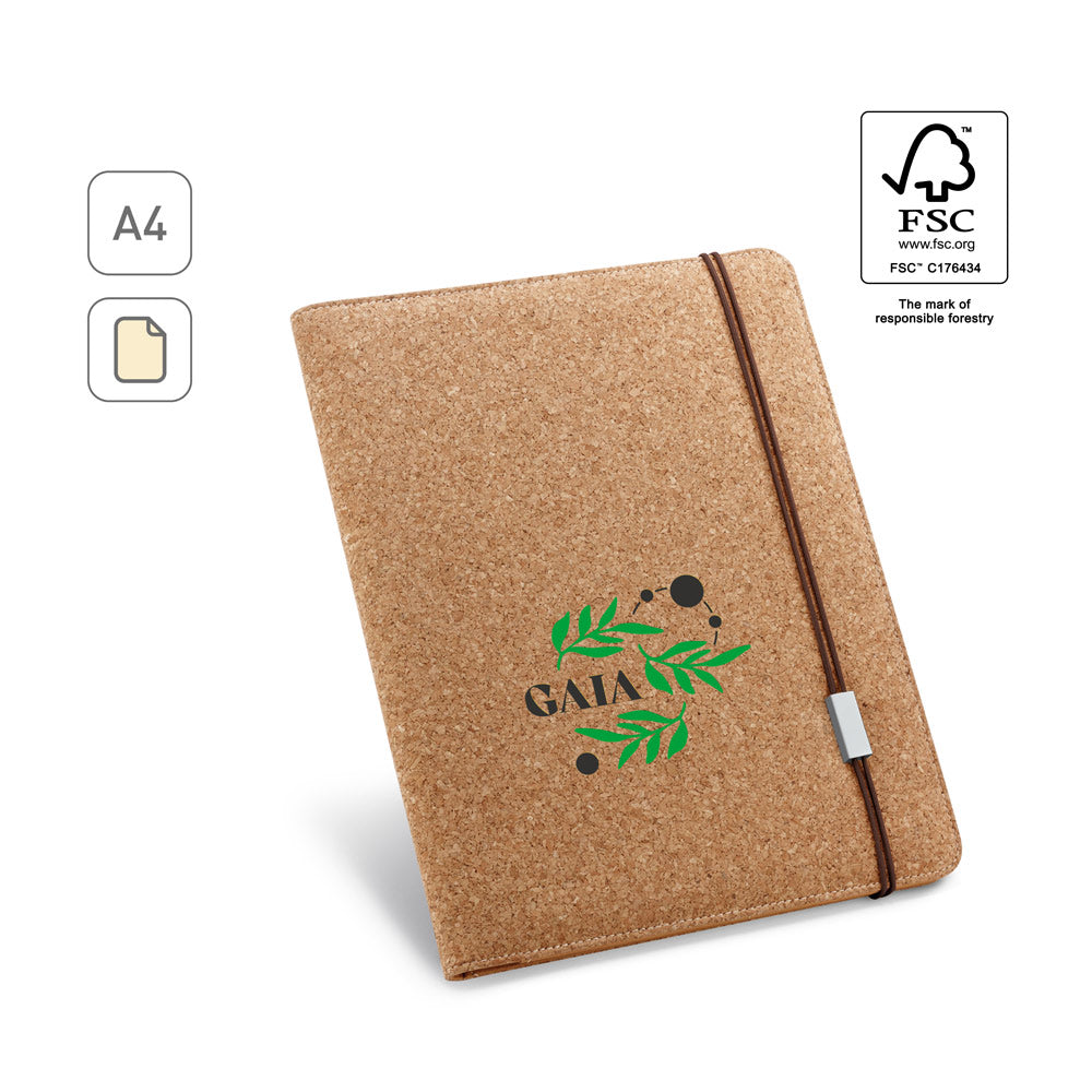 Serpa. A4 Cork Folder With A Block Of Plain Pages