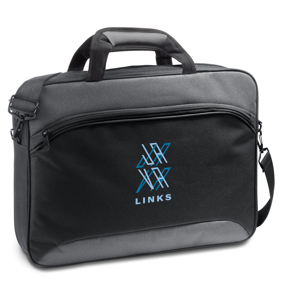 Santana. 15'6" Laptop Briefcase In 2 Tone 600D And 300D Polyester