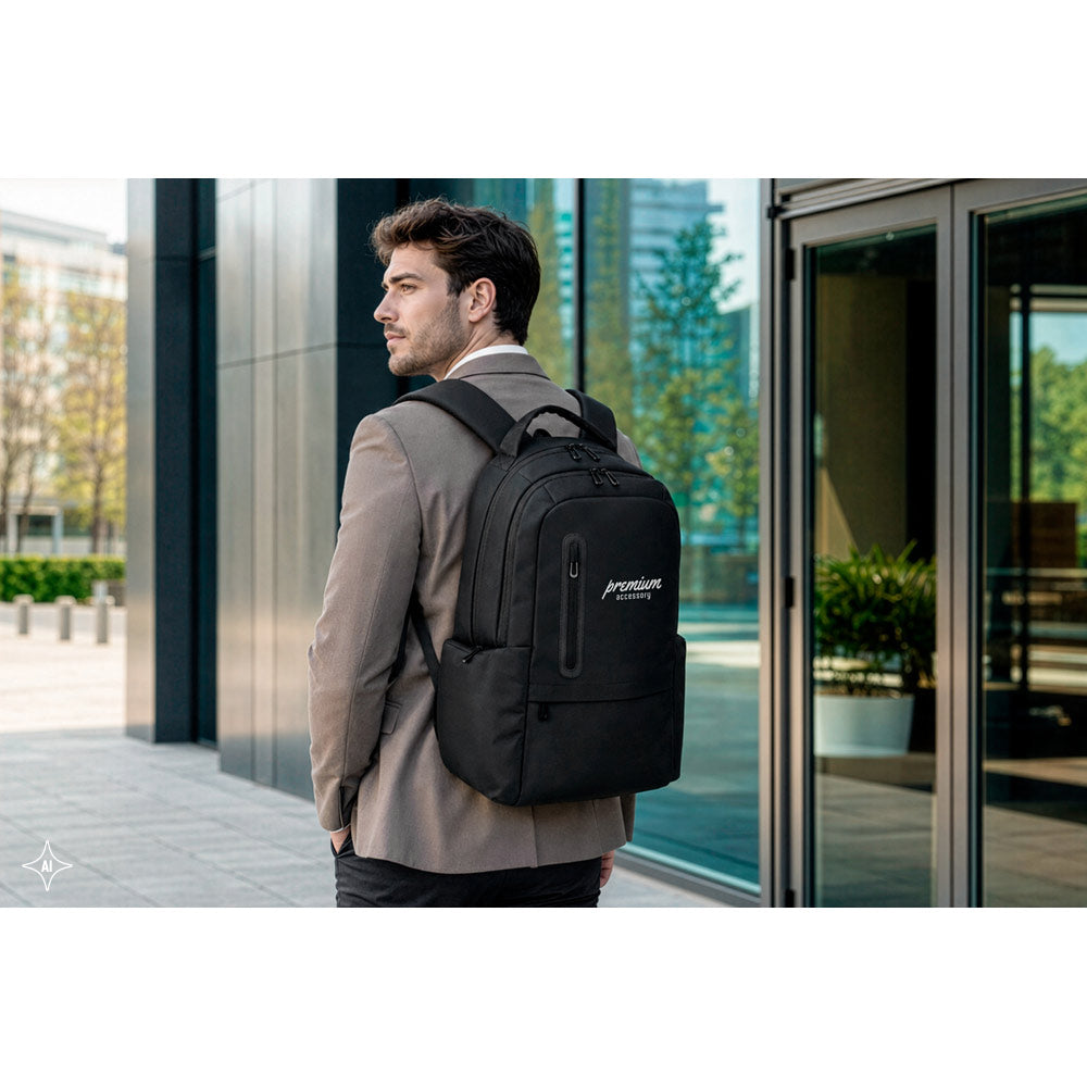 Boston Solid. 17" Laptop Rucksack Made From 150D Nylon With 2 Padded Compartments