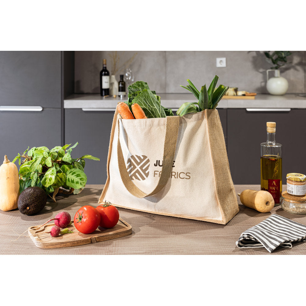 Helsinque. Canvas Bag (320 G/M²), With Bottom And Sides In Laminated Jute (350 G/M²) In Natural Tones