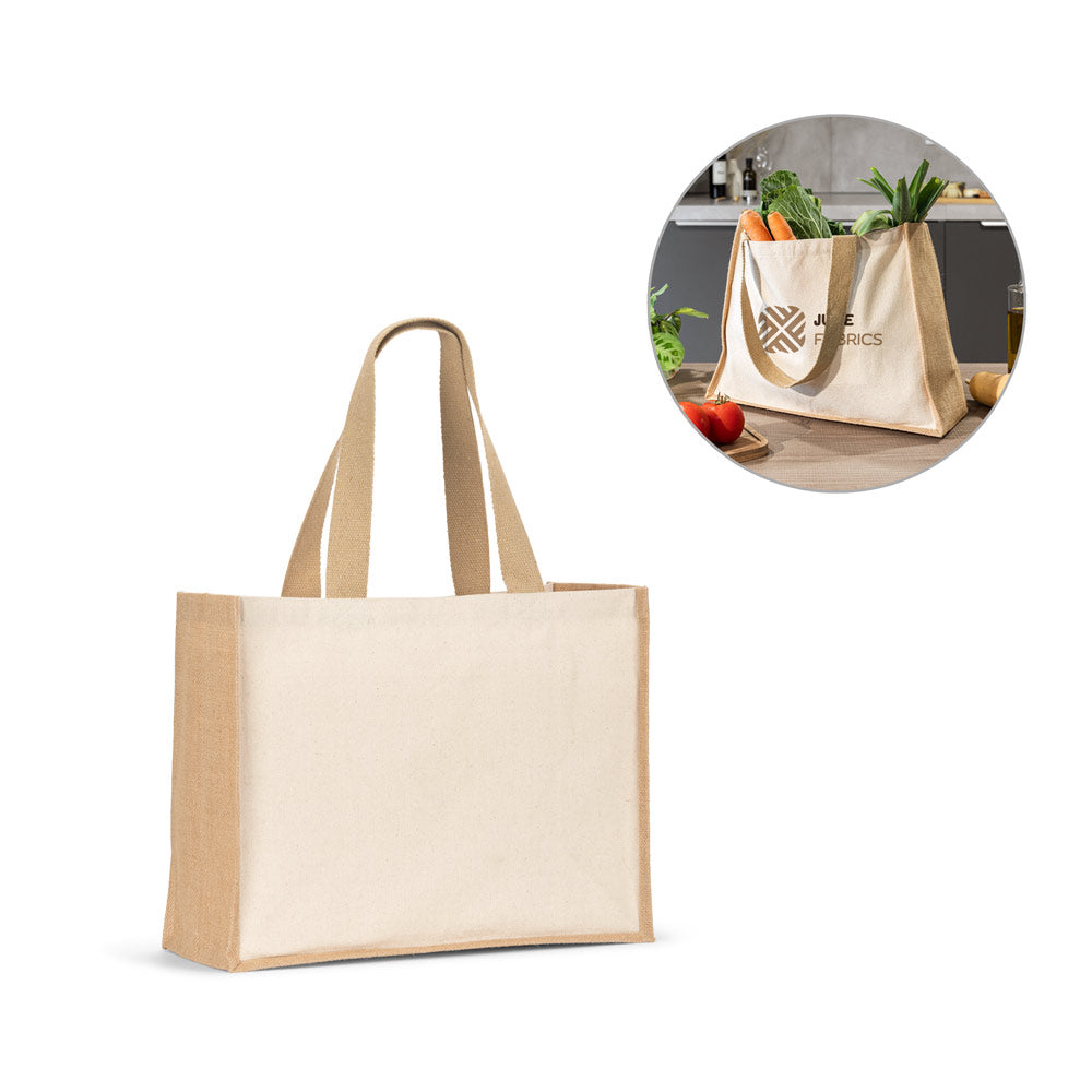 Helsinque. Canvas Bag (320 G/M²), With Bottom And Sides In Laminated Jute (350 G/M²) In Natural Tones
