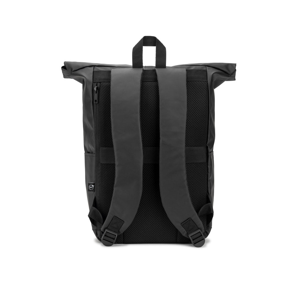 Osasco Bpack. Roll Top Backpack With A Zip System Design That Allows The Top To Be Rolled Up To Fit The Volume Of The Backpack, Made From 600D Recycled Polyester