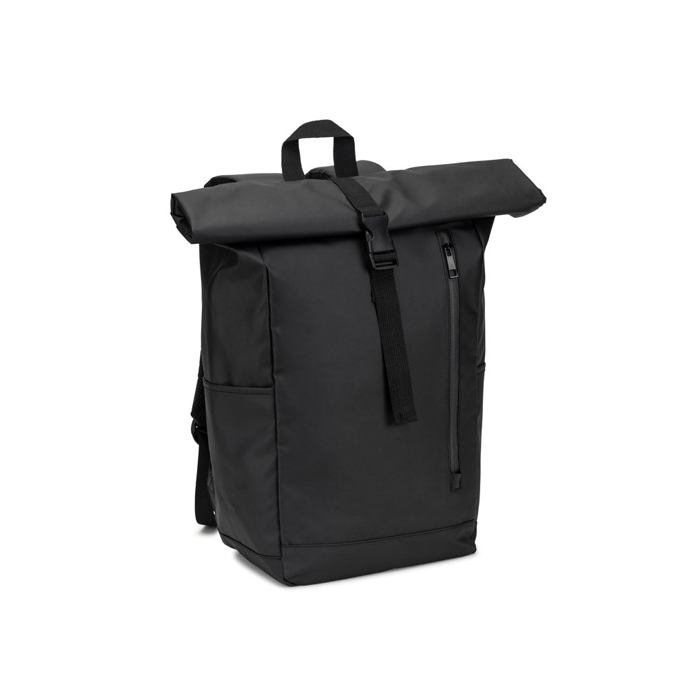 Osasco Bpack. Roll Top Backpack With A Zip System Design That Allows The Top To Be Rolled Up To Fit The Volume Of The Backpack, Made From 600D Recycled Polyester