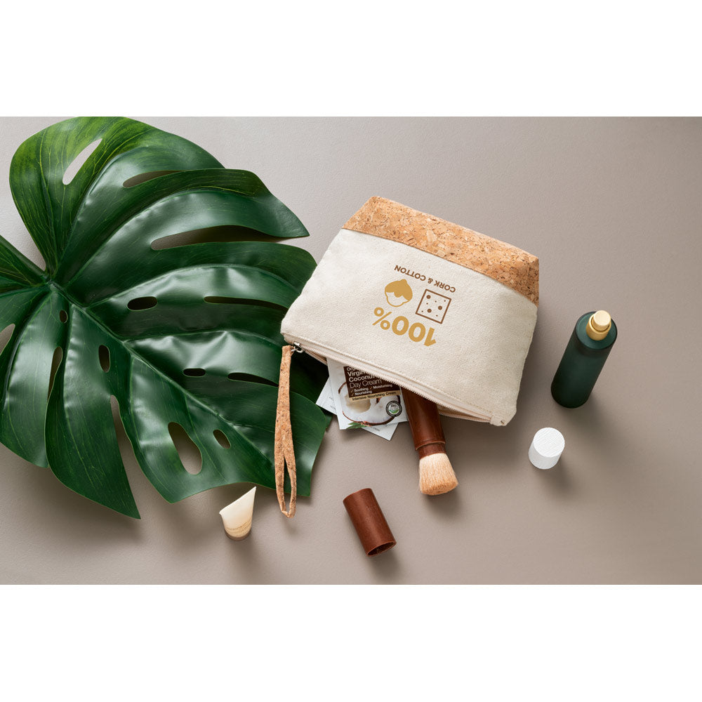 Blanchett. 100% Cotton And Cork Toiletry Bag