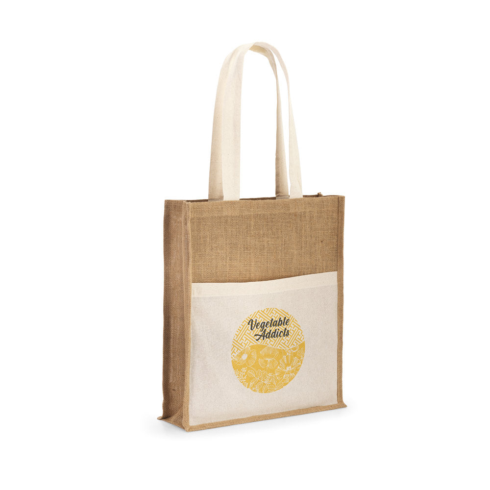 Braga. Jute Bag (240 G/M²) With Pocket In 100% Cotton (140 G/M²)