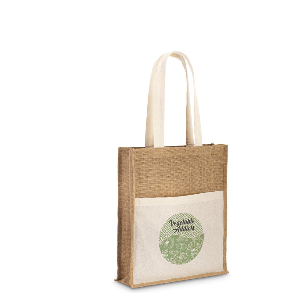 Braga. Jute Bag (240 G/M²) With Pocket In 100% Cotton (140 G/M²)
