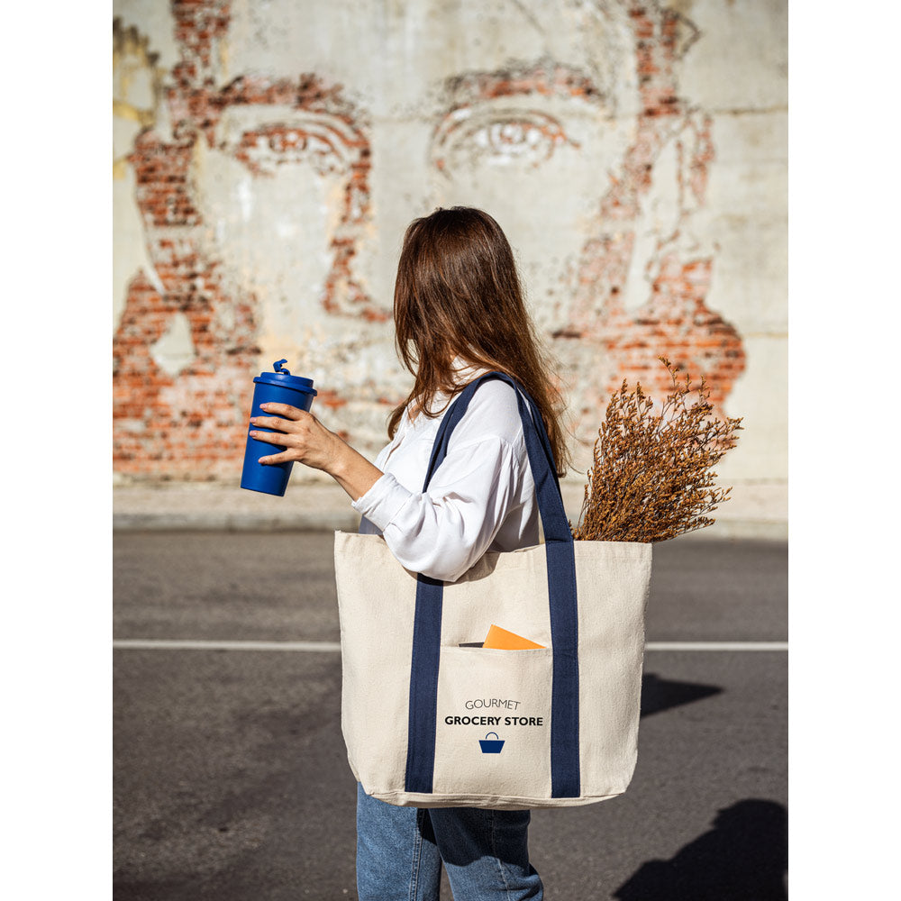 Ville. 100% Cotton Canvas Bag With Front And Inside Pocket (280 G/M²)