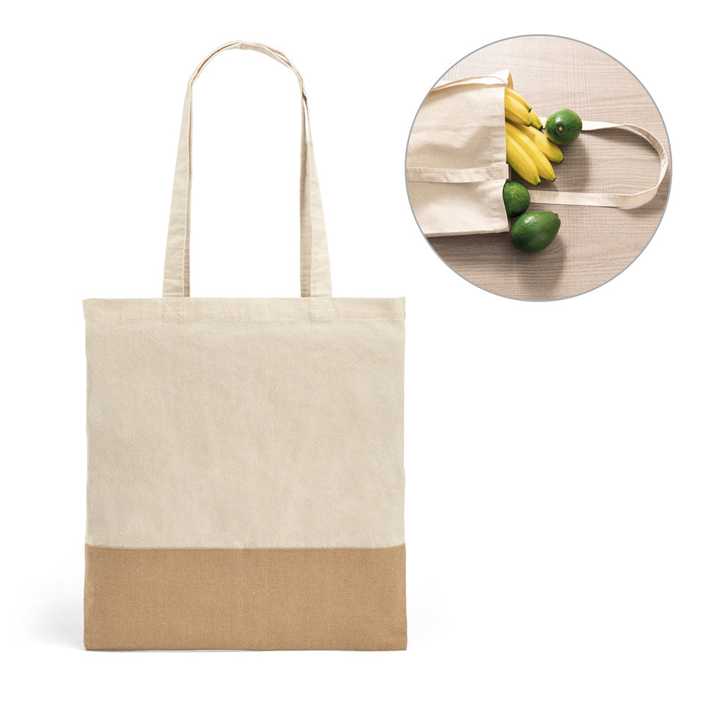 Mercat. 100% Cotton Bag (160 G/M²) With Imitation Jute Details