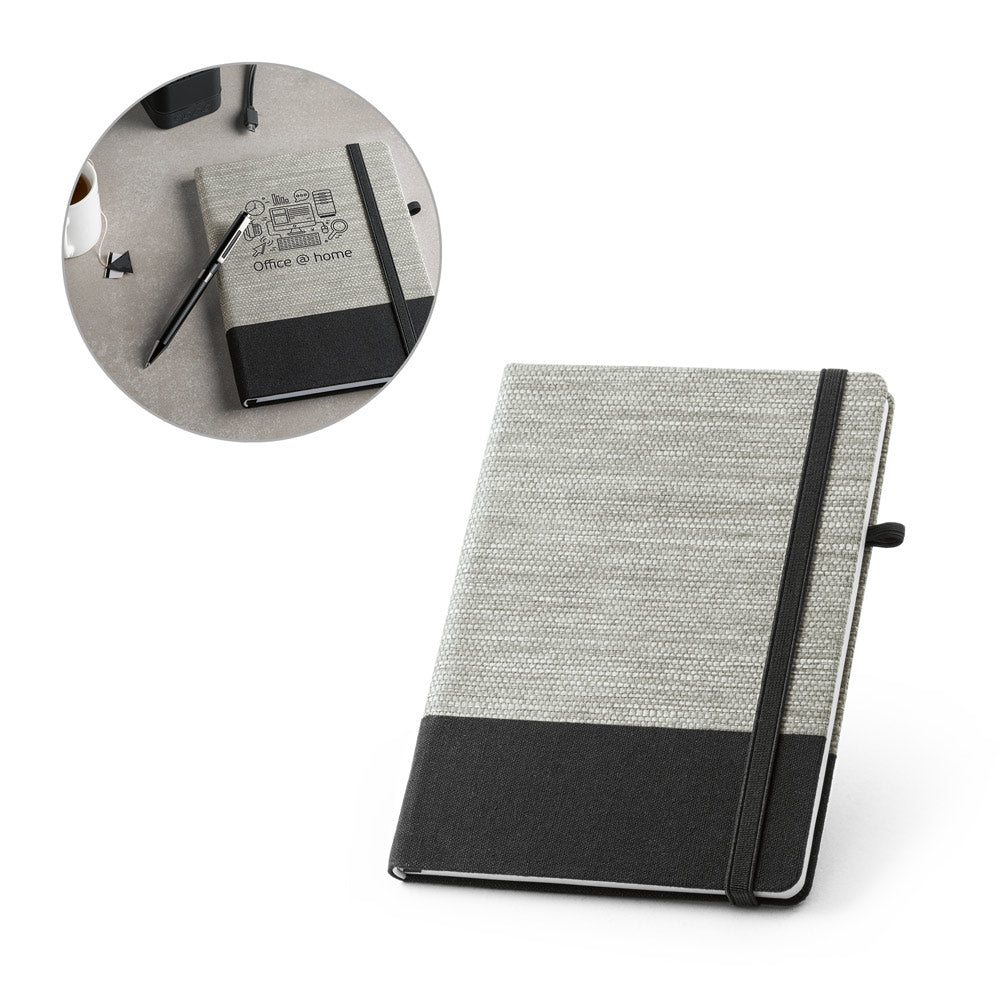 Rousseau. A5 Notepad In Straw Fibre And Cotton Canvas With Lined Pages