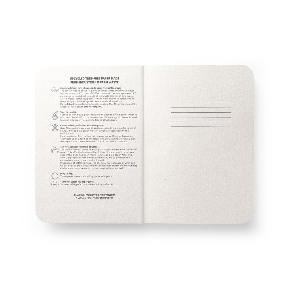 Coffeepad Semi-Rigid. A5 Notepad With Semi-Rigid Cover Made From Coffee Husk Waste (65%)