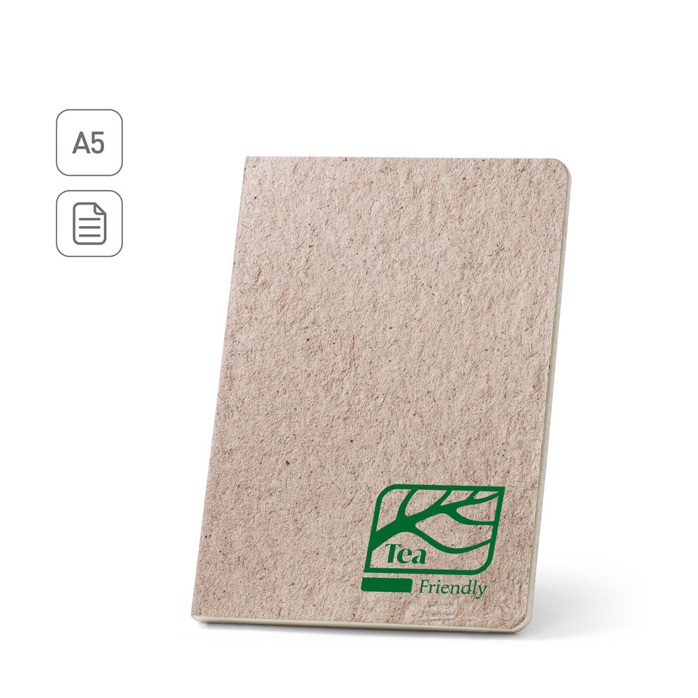 Teapad Semi-Rigid. A5 Notepad With Semi-Rigid Cover Made From Tea Leafs Waste (65%)