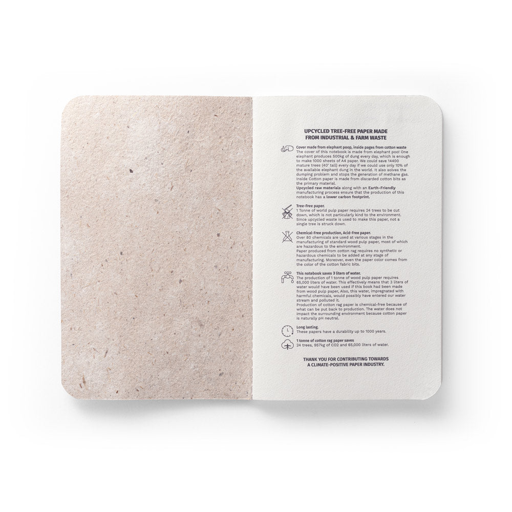 Organic Soft. A6 Notepad With Flexible Cover Made From Organic Elephant Matter (80%)