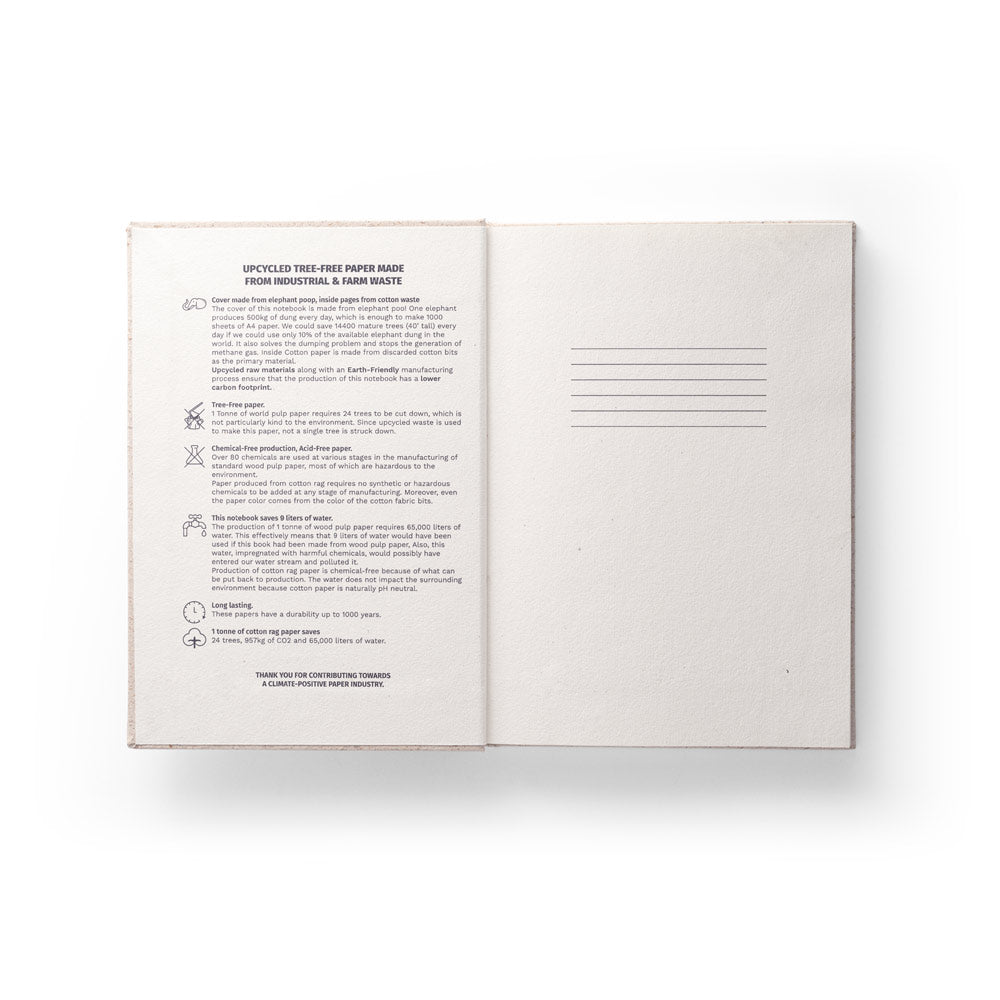 Organic Rigid. A5 Notepad With Hard Cover Made From Organic Elephant Matter (80%)